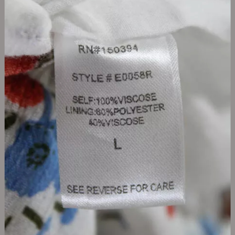 ECRU WHITE BLUE RED flower FLORAL ROMPER Sz LARGE - Picture 5 of 6